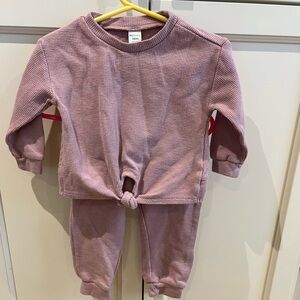 Petit Lem Pink Waffle Knit Baby Outfit 18m